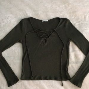 Long sleeve lace up shirt